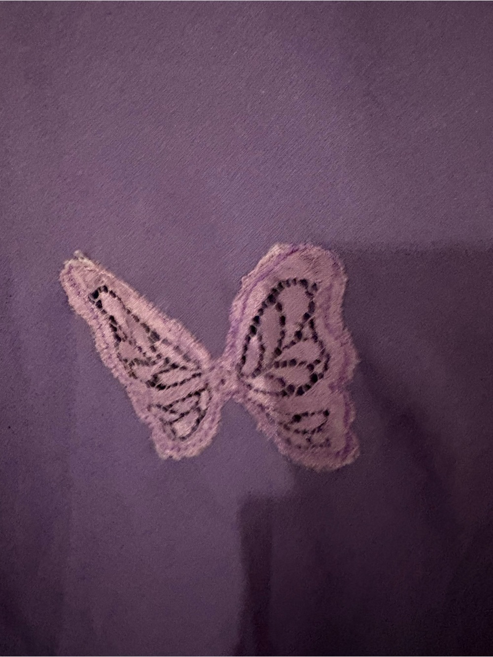 Vintage 90s Henri Bendel Made USA Purple Butterfly Appliqué Lace Maxi Slip Dress - Picture 6 of 12